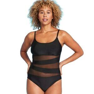 Womens One Piece Swimsuits Mesh Front Swimwear NWT‎